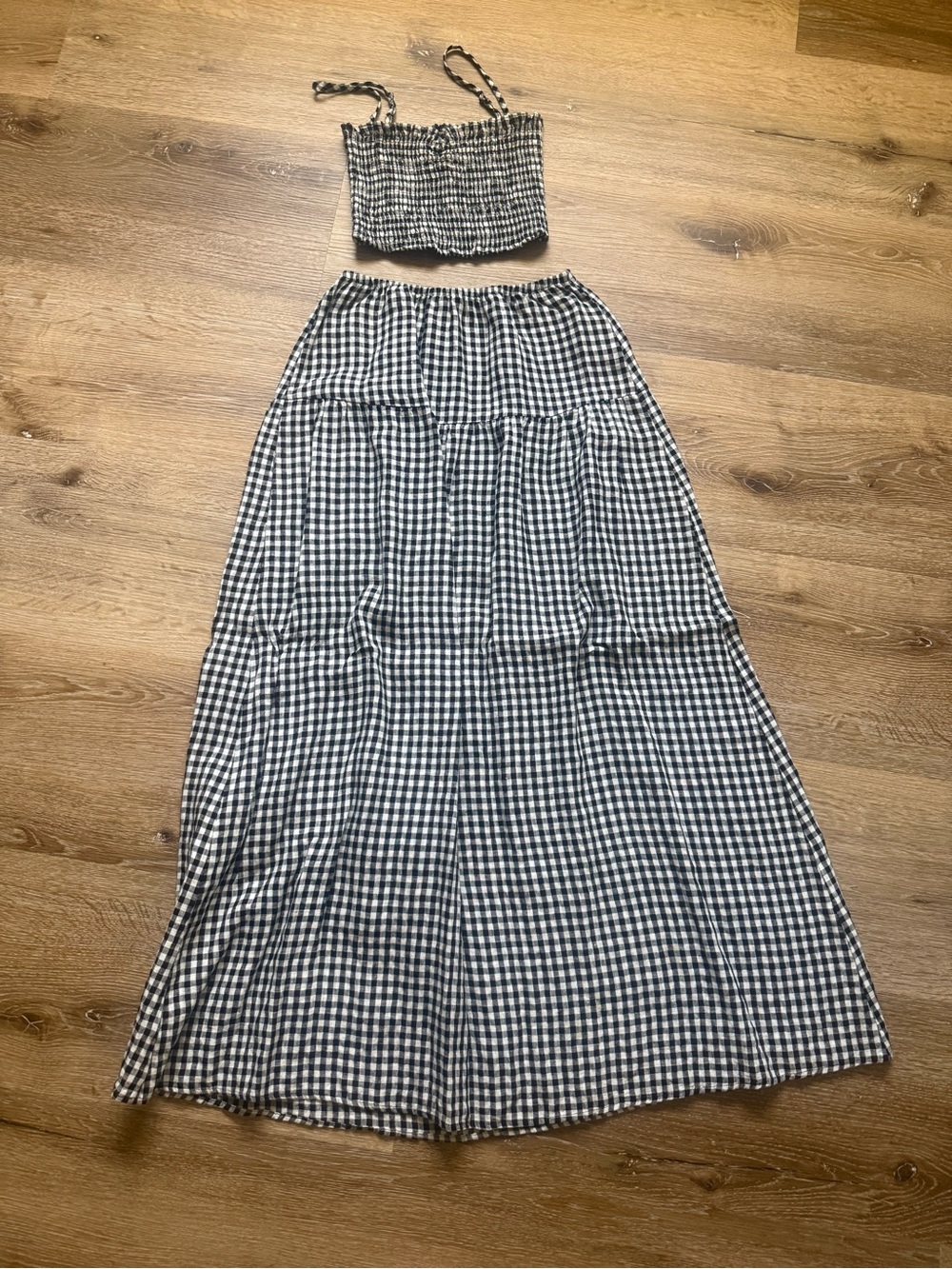 Reformation 2-Piece Gingham Maxi Matching Set - Black & White Size XS